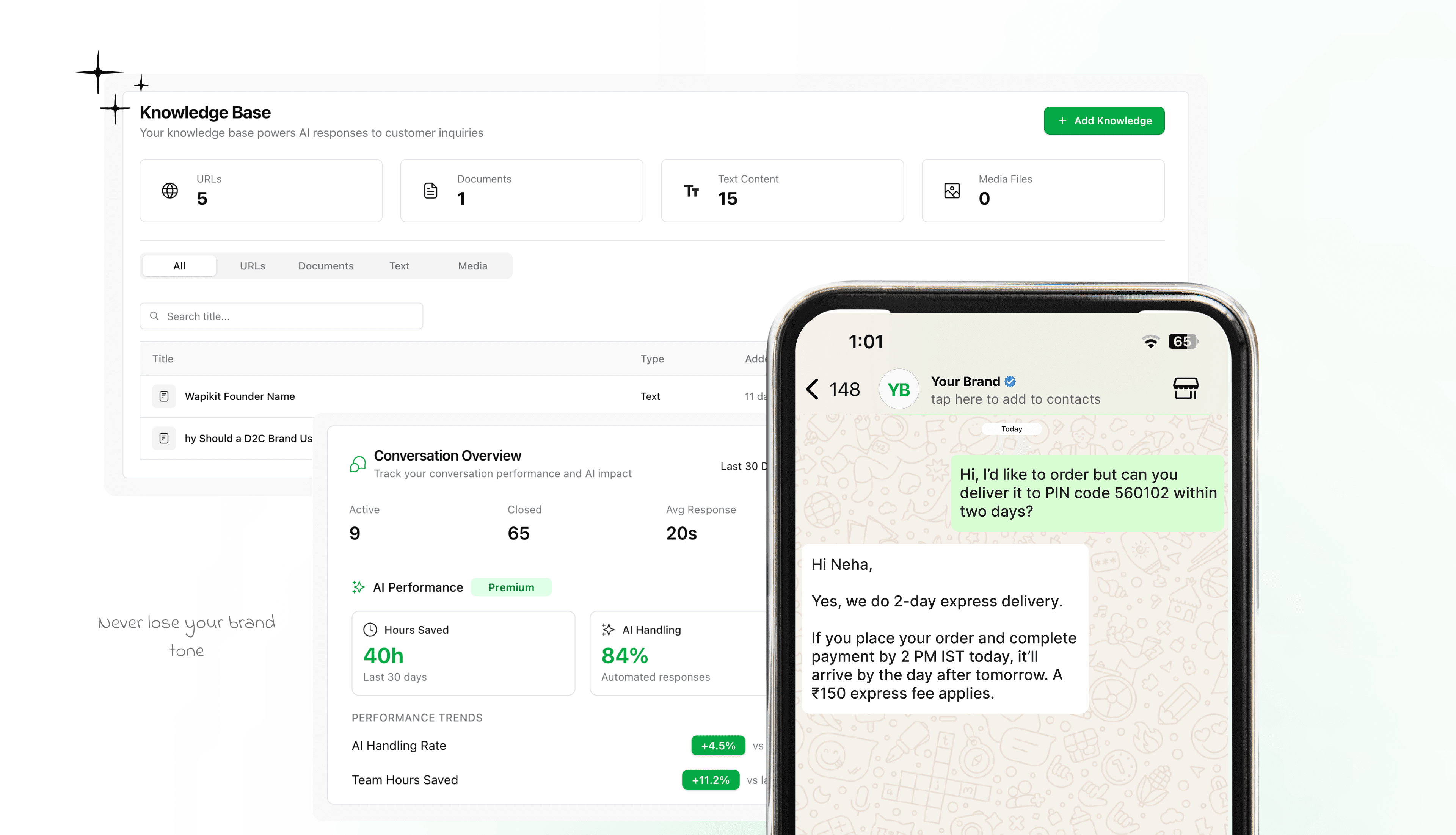 AI knowledge base powering 24/7 support