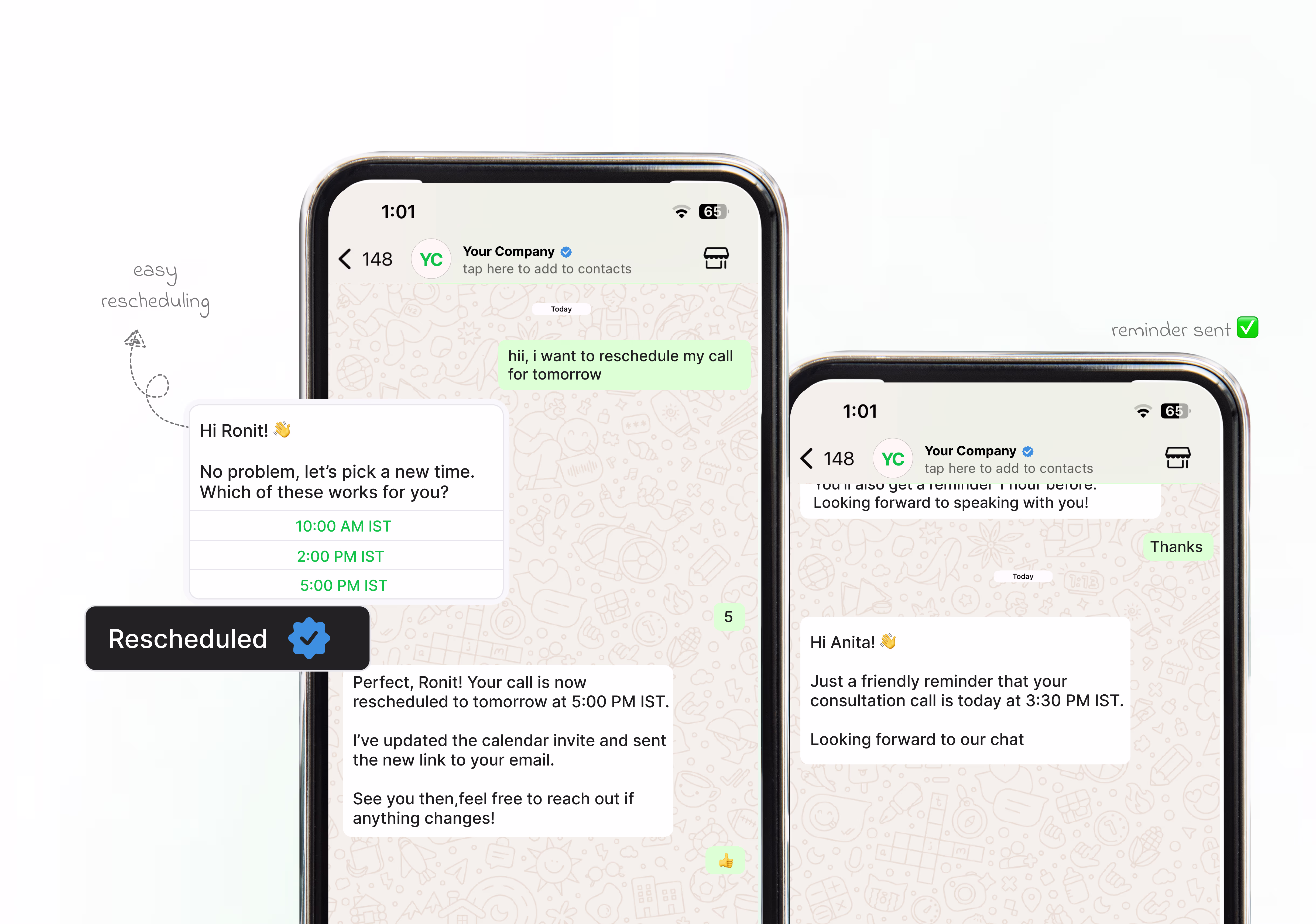 Wapikit Conversational AI reducing no-shows by sending timely, personalized reminders in WhatsApp and even rescheduling if needed