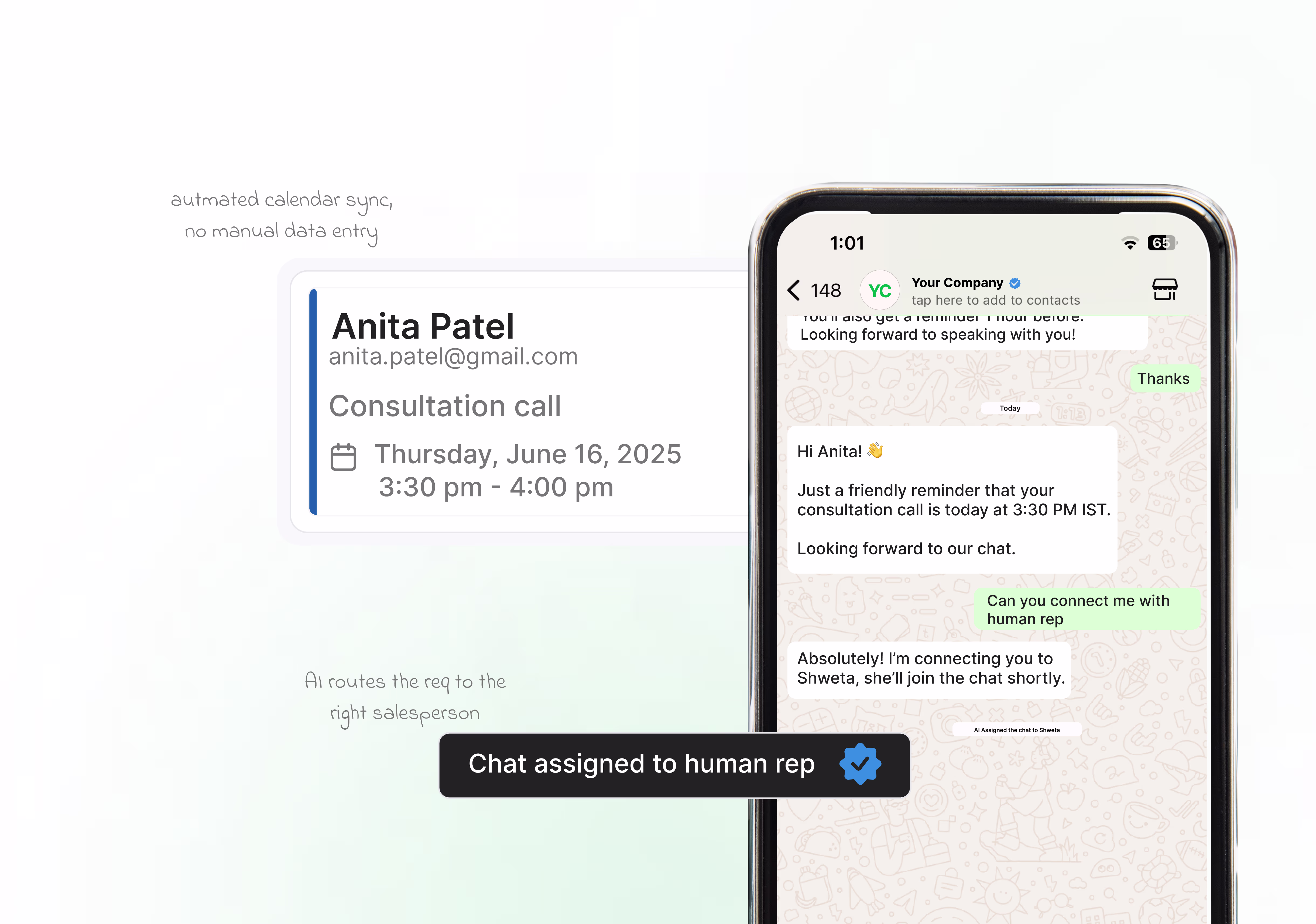 Wapikit AI automatically handing off to a human sales rep when needed