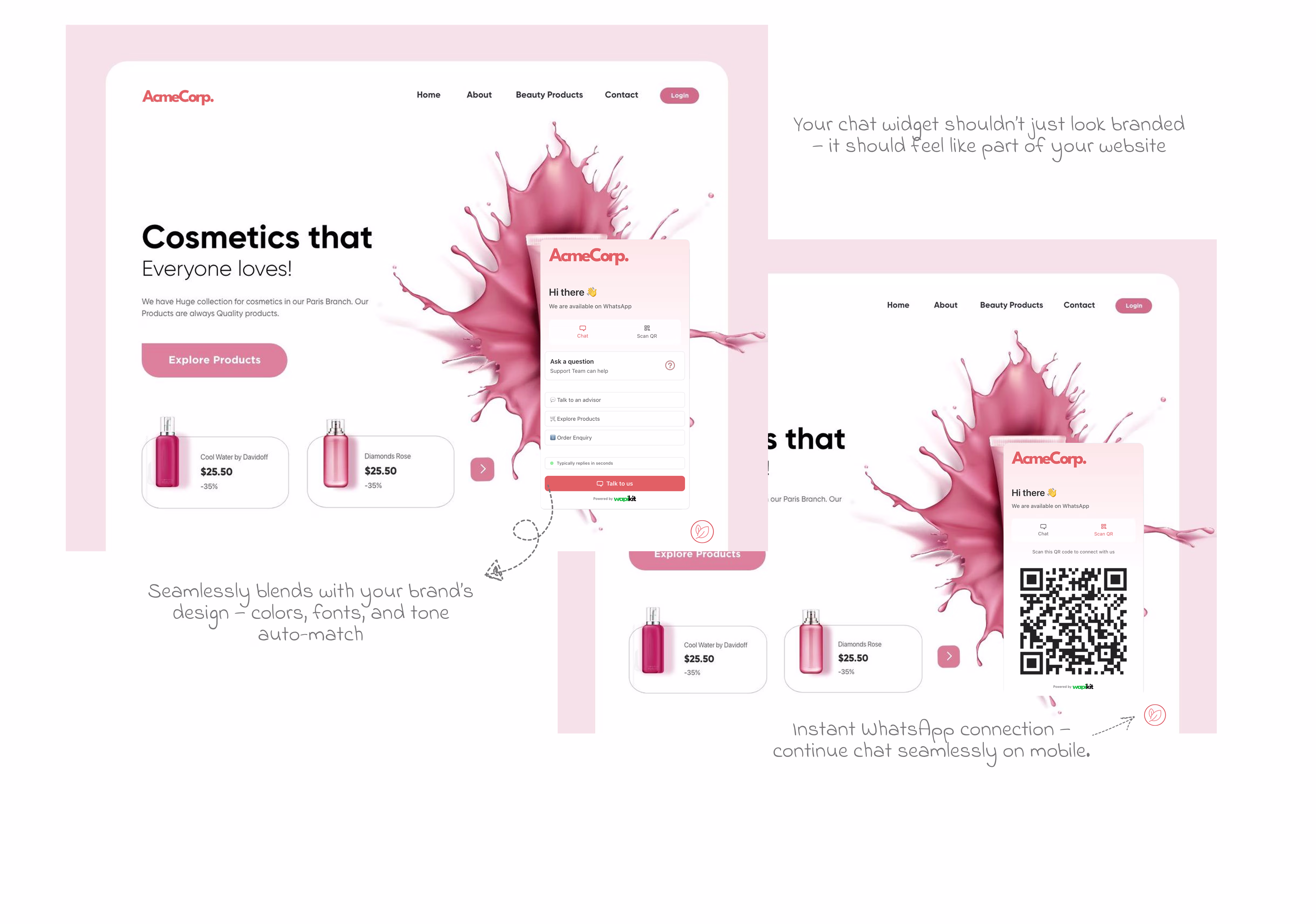 Branded WhatsApp chat widget for website